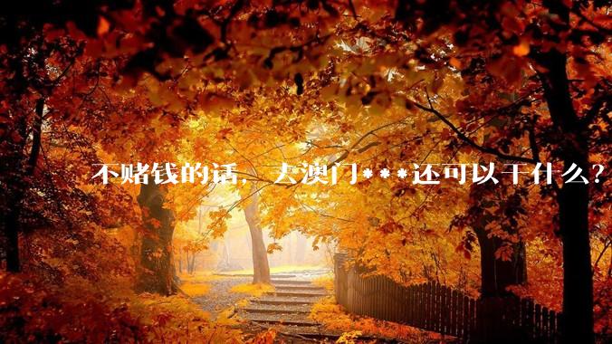 不赌钱的话，去澳门***还可以干什么？